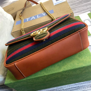 Gucci 443497 GG Marmont Small Shoulder Bag Green Brown - Default Title - View 6