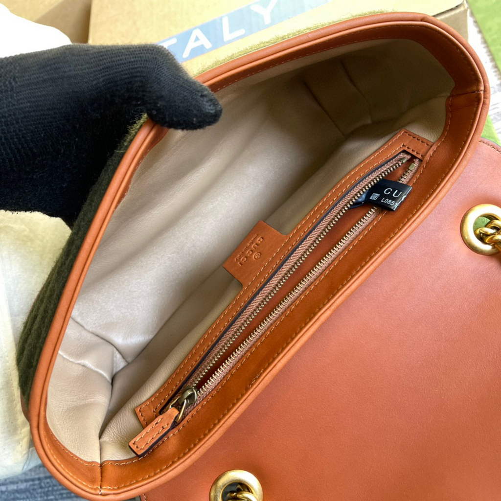 Gucci 443497 GG Marmont Small Shoulder Bag Green Brown