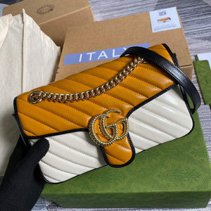 Gucci 443497 GG Marmont Small Shoulder Bag Yellow White - Default Title - View 4