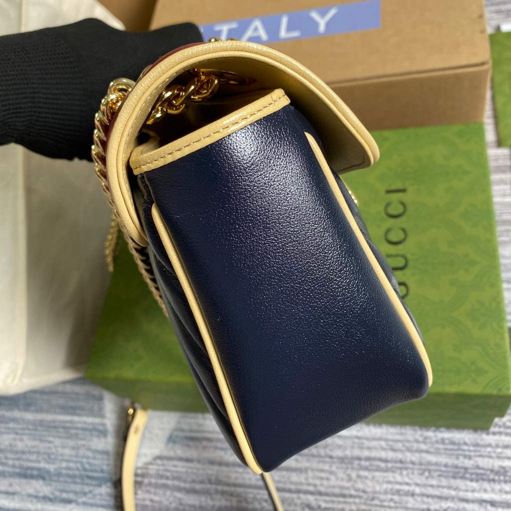 Gucci 443497 GG Marmont Small Shoulder Bag Blue and Red