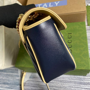 Gucci 443497 GG Marmont Small Shoulder Bag Blue and Red - Default Title - View 3