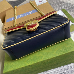 Gucci 443497 GG Marmont Small Shoulder Bag Blue and Red - Default Title - View 6