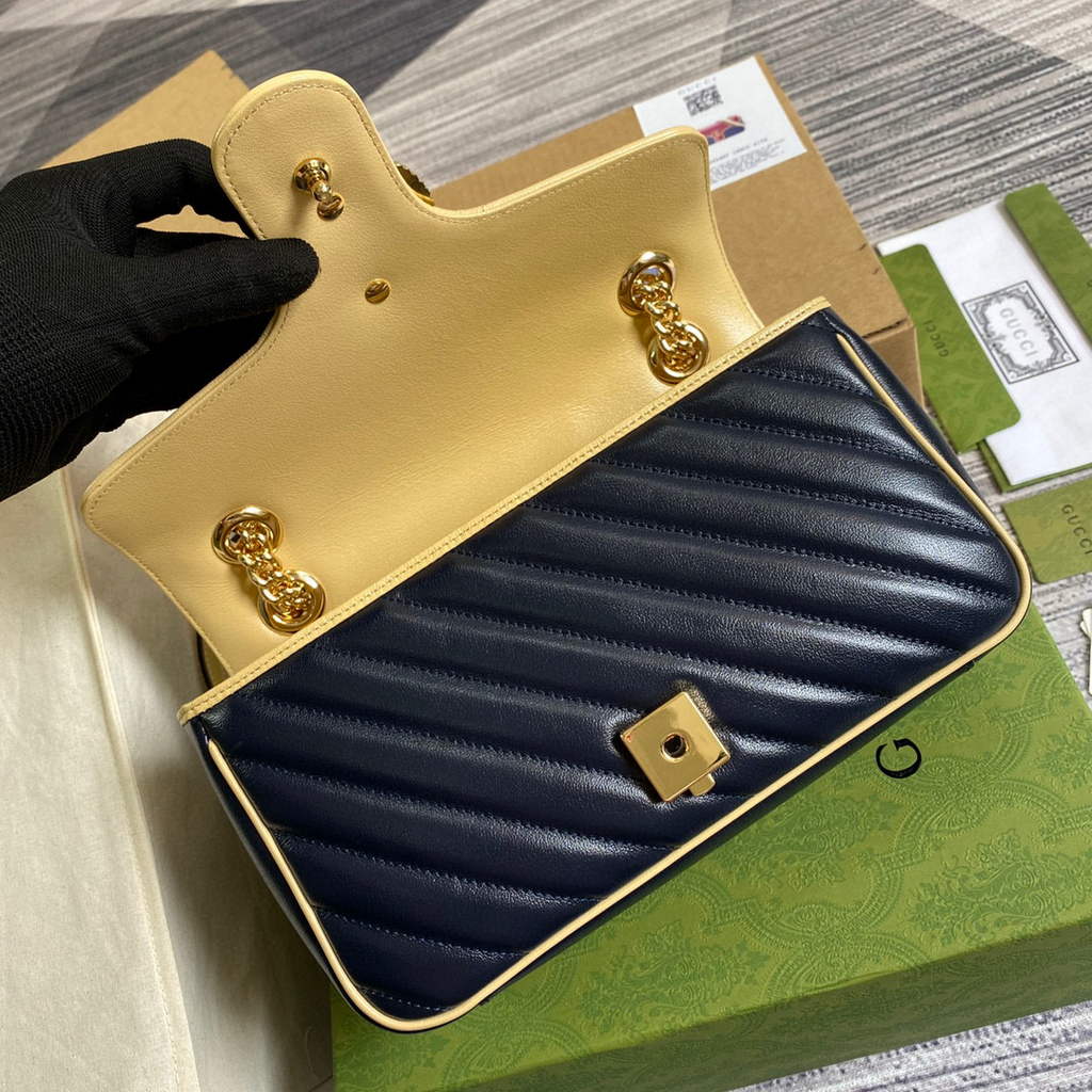 Gucci 443497 GG Marmont Small Shoulder Bag Blue and Red