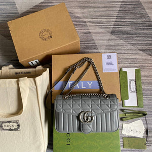 Gucci 443497 GG Marmont Small Shoulder Bag Gray - Default Title - View 1