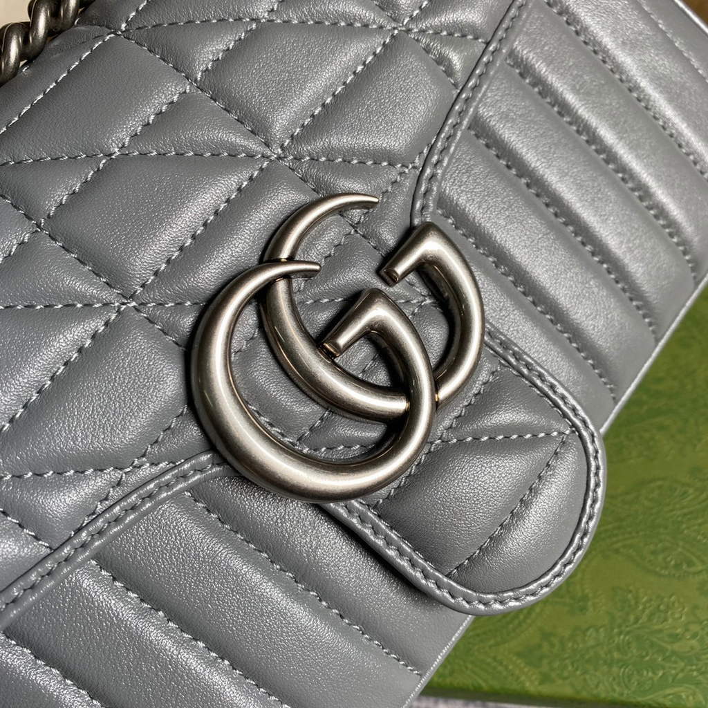 Gucci 443497 GG Marmont Small Shoulder Bag Gray