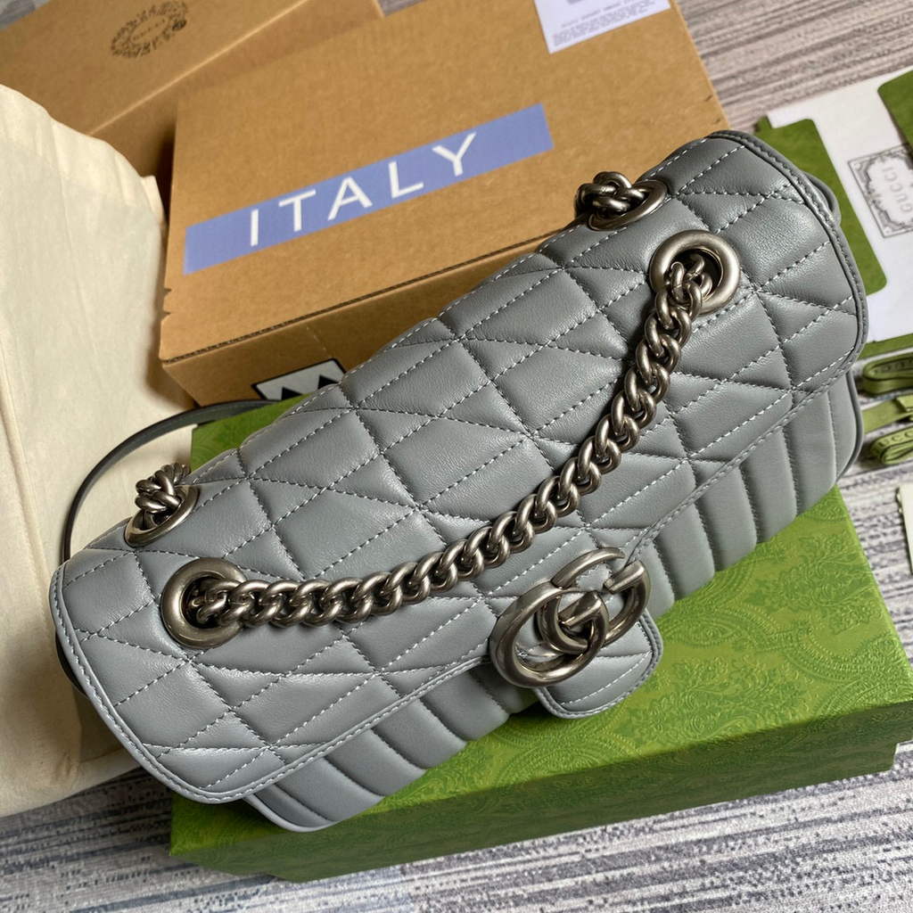 Gucci 443497 GG Marmont Small Shoulder Bag Gray