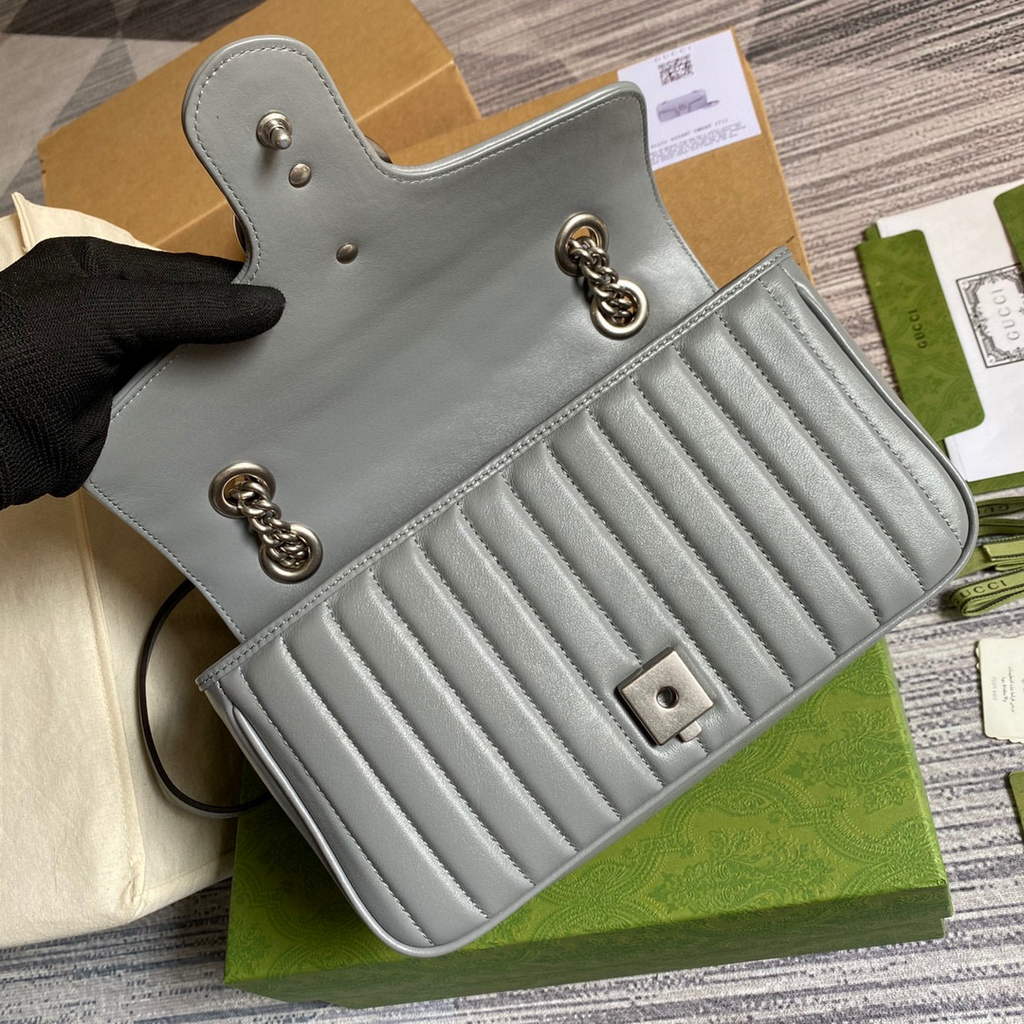 Gucci 443497 GG Marmont Small Shoulder Bag Gray