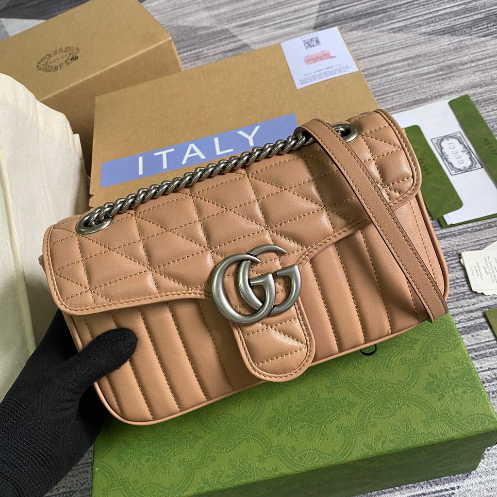 Gucci 443497 GG Marmont Small Shoulder Bag Rose beige