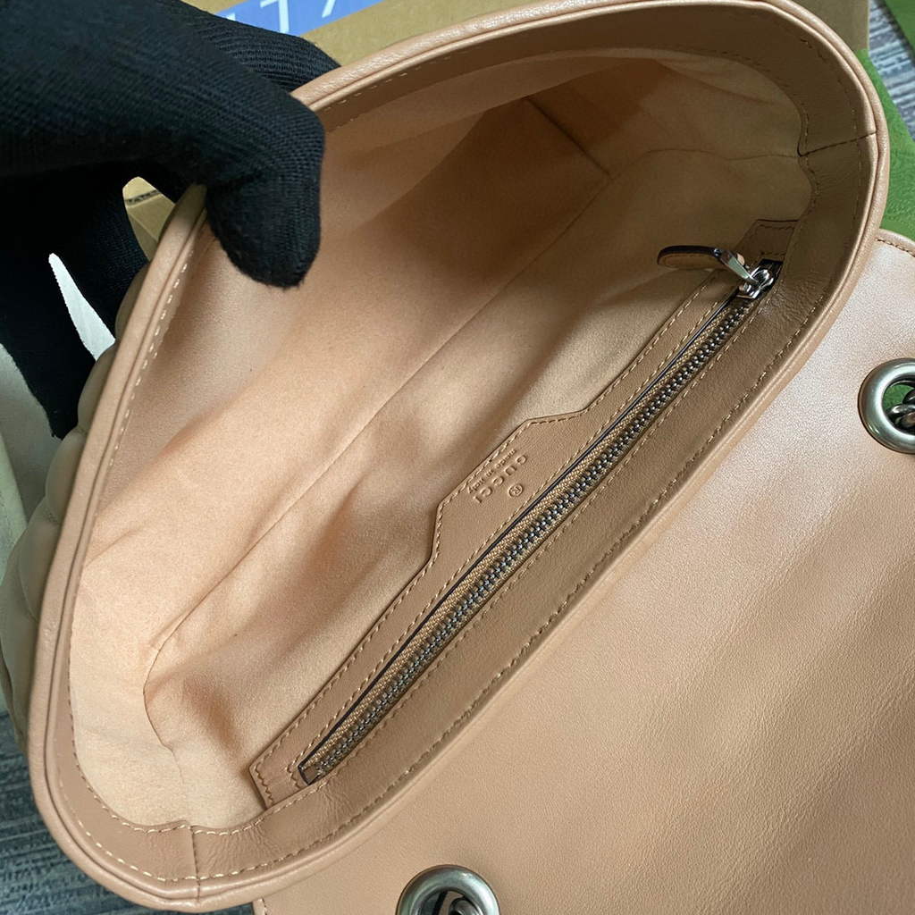 Gucci 443497 GG Marmont Small Shoulder Bag Rose beige