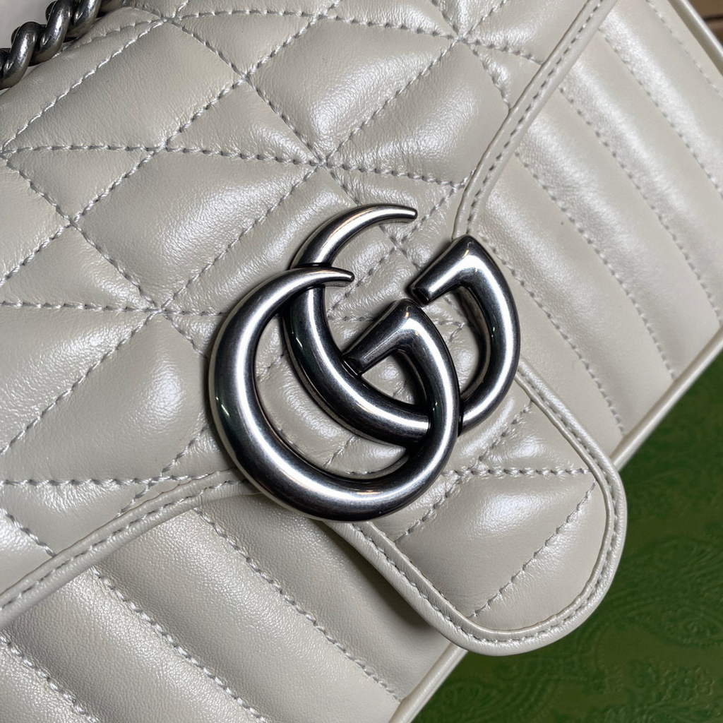 Gucci 443497 GG Marmont Small Shoulder Bag White