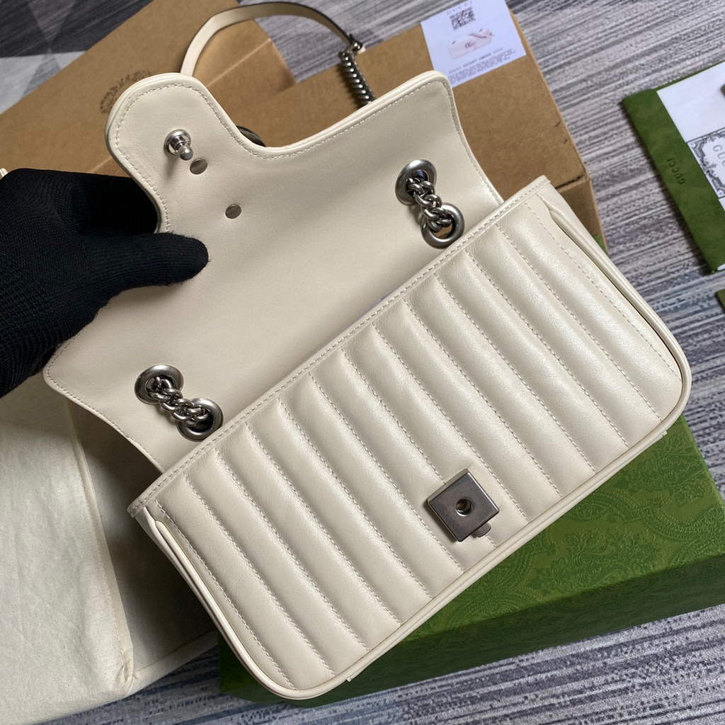 Gucci 443497 GG Marmont Small Shoulder Bag White