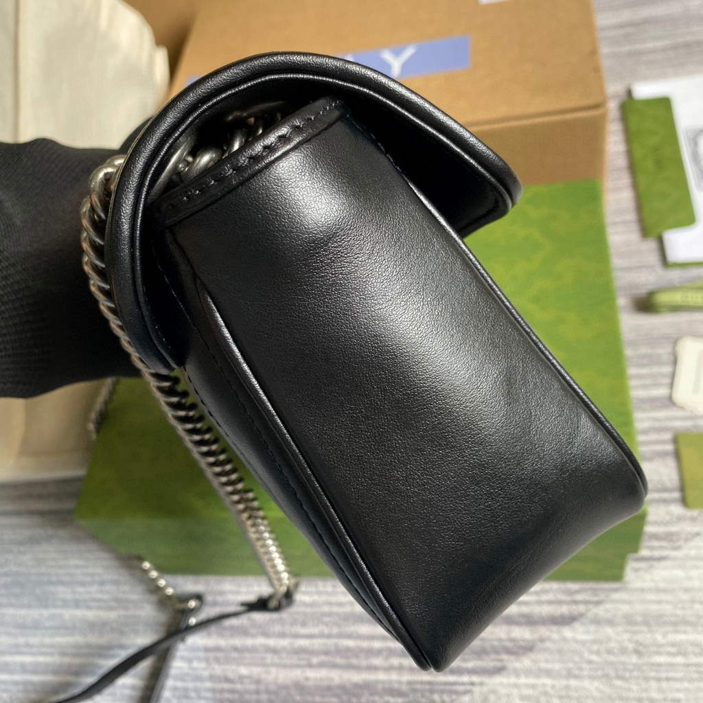 Gucci 443497 GG Marmont Small Shoulder Bag Black