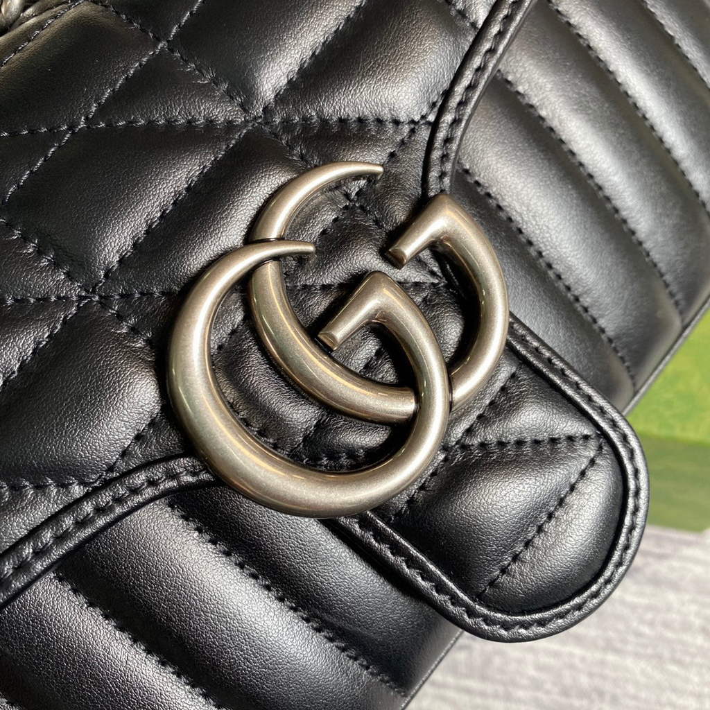 Gucci 443497 GG Marmont Small Shoulder Bag Black