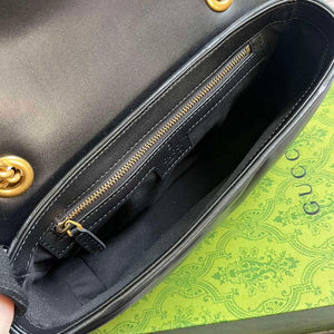 Gucci 443497 GG Marmont Small Shoulder Bag Double G Studs Black - Default Title - View 9