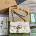 Gucci 443497 GG Marmont Small Shoulder Bag Double G Studs White - Default Title - View 1