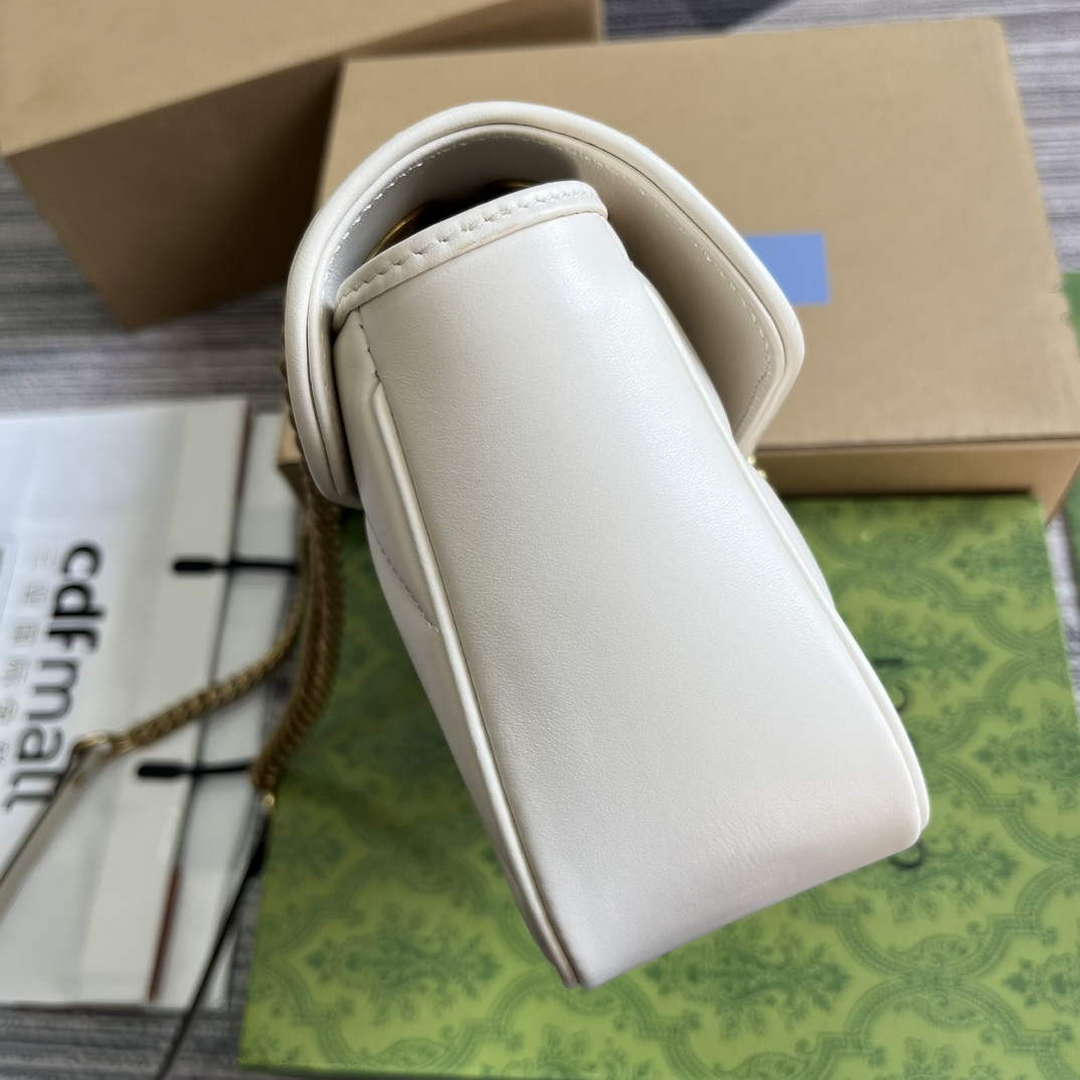 Gucci 443497 GG Marmont Small Shoulder Bag Double G Studs White - Default Title - View 3