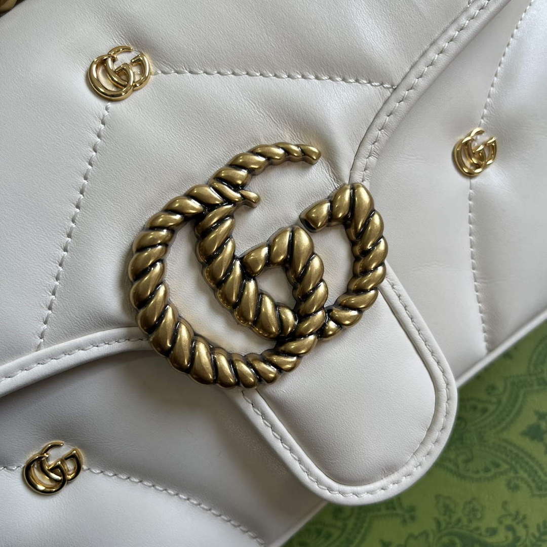 Gucci 443497 GG Marmont Small Shoulder Bag Double G Studs White - Default Title - View 5
