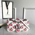 Gucci 443497 GG Marmont Small Shoulder Bag White and Red - luxibagsmall