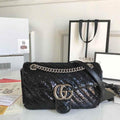 Gucci 443497 GG Marmont Small Shoulder Sequin Bag Black - luxibagsmall