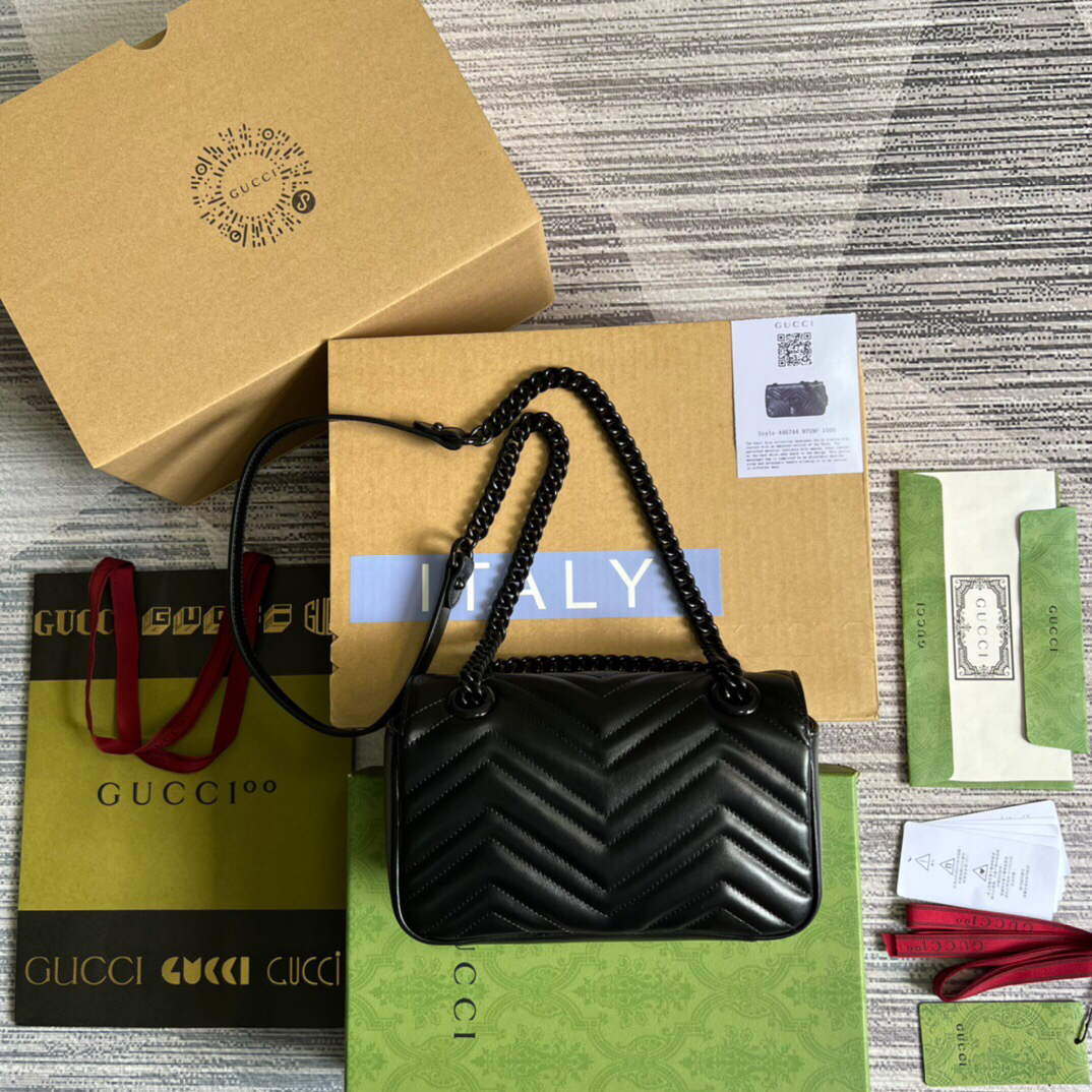 Gucci 446744 GG Marmont Matelass¨¦ Mini Bag Black