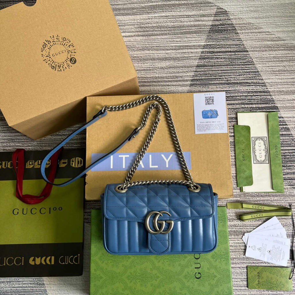 Gucci 446744 GG Marmont Matelass¨¦ Mini Bag Blue