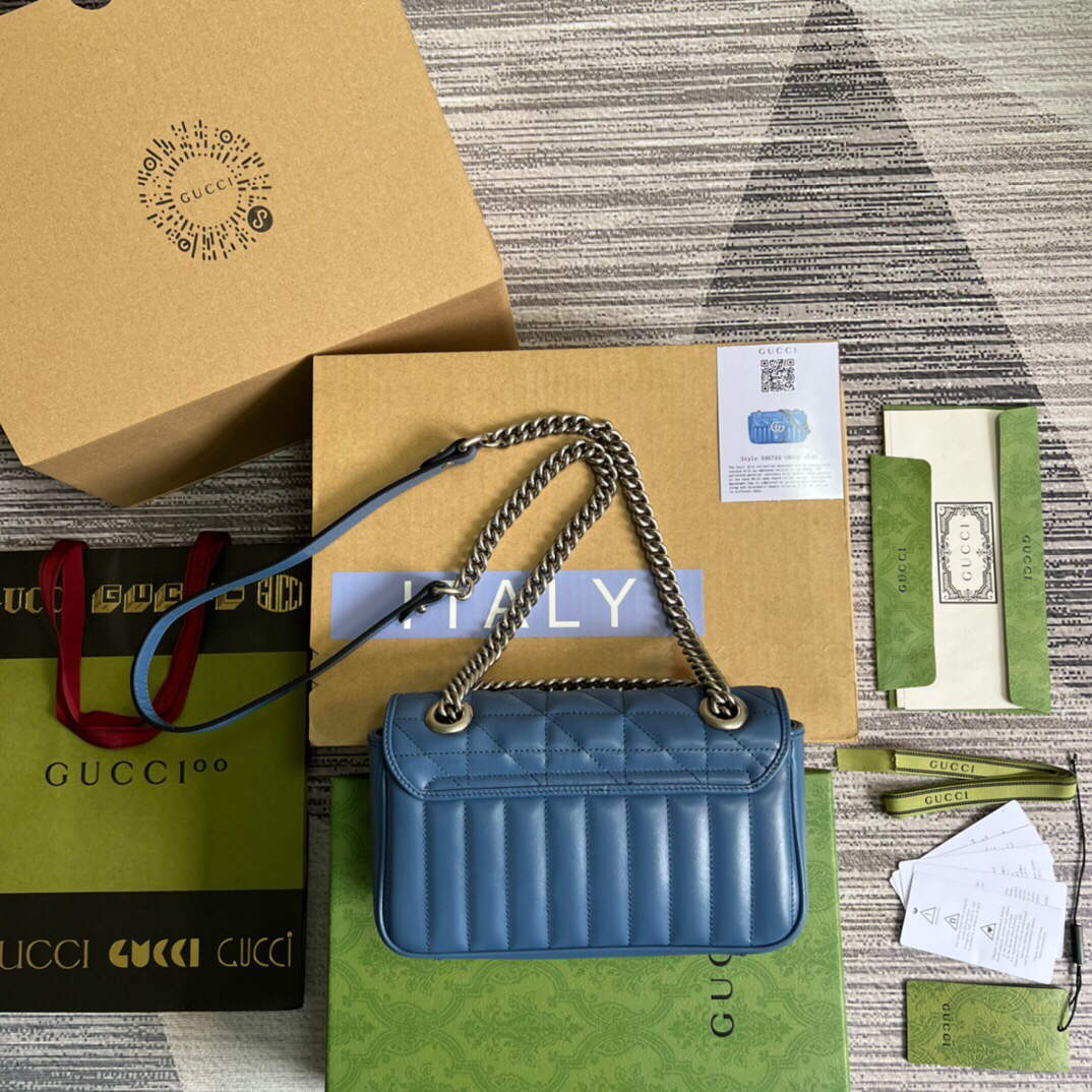 Gucci 446744 GG Marmont Matelass¨¦ Mini Bag Blue