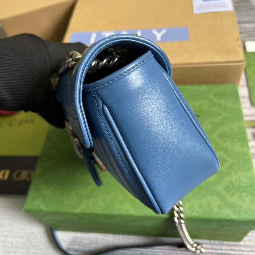 Gucci 446744 GG Marmont Matelass¨¦ Mini Bag Blue