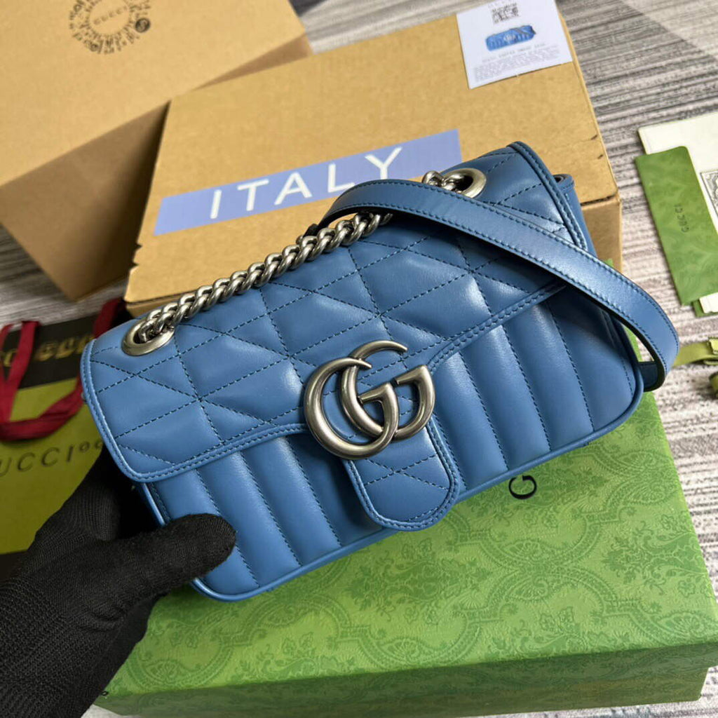 Gucci 446744 GG Marmont Matelass¨¦ Mini Bag Blue