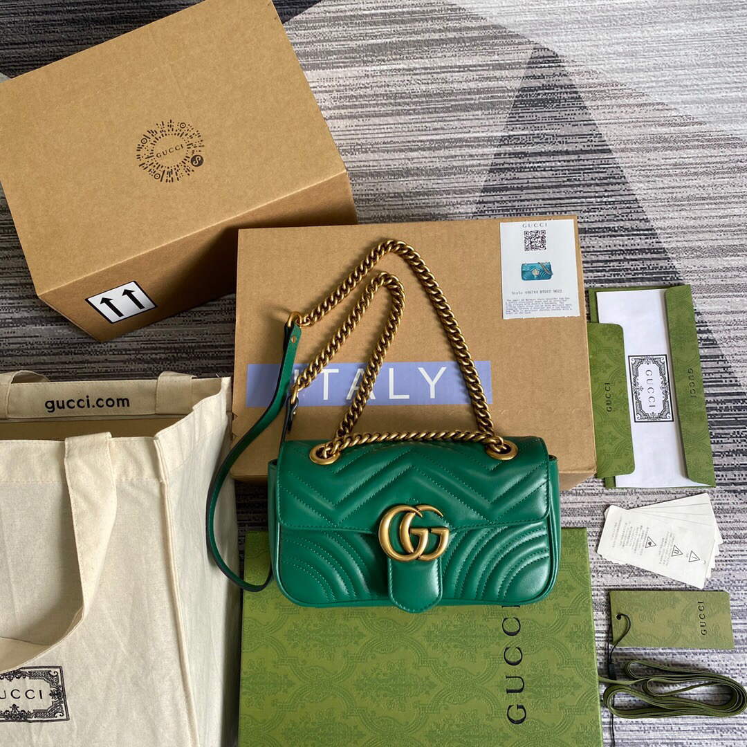 Gucci 446744 GG Marmont Matelass¨¦ Mini Bag Green