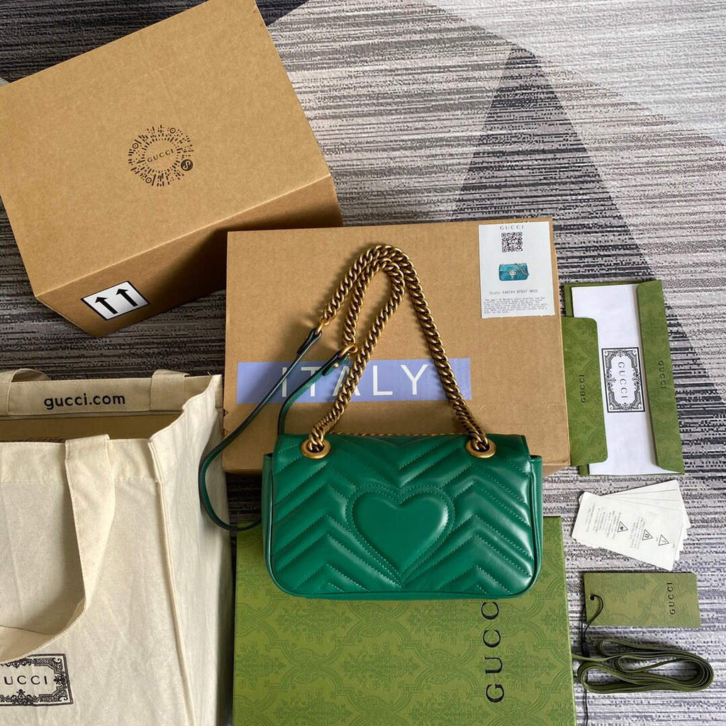Gucci 446744 GG Marmont Matelass¨¦ Mini Bag Green