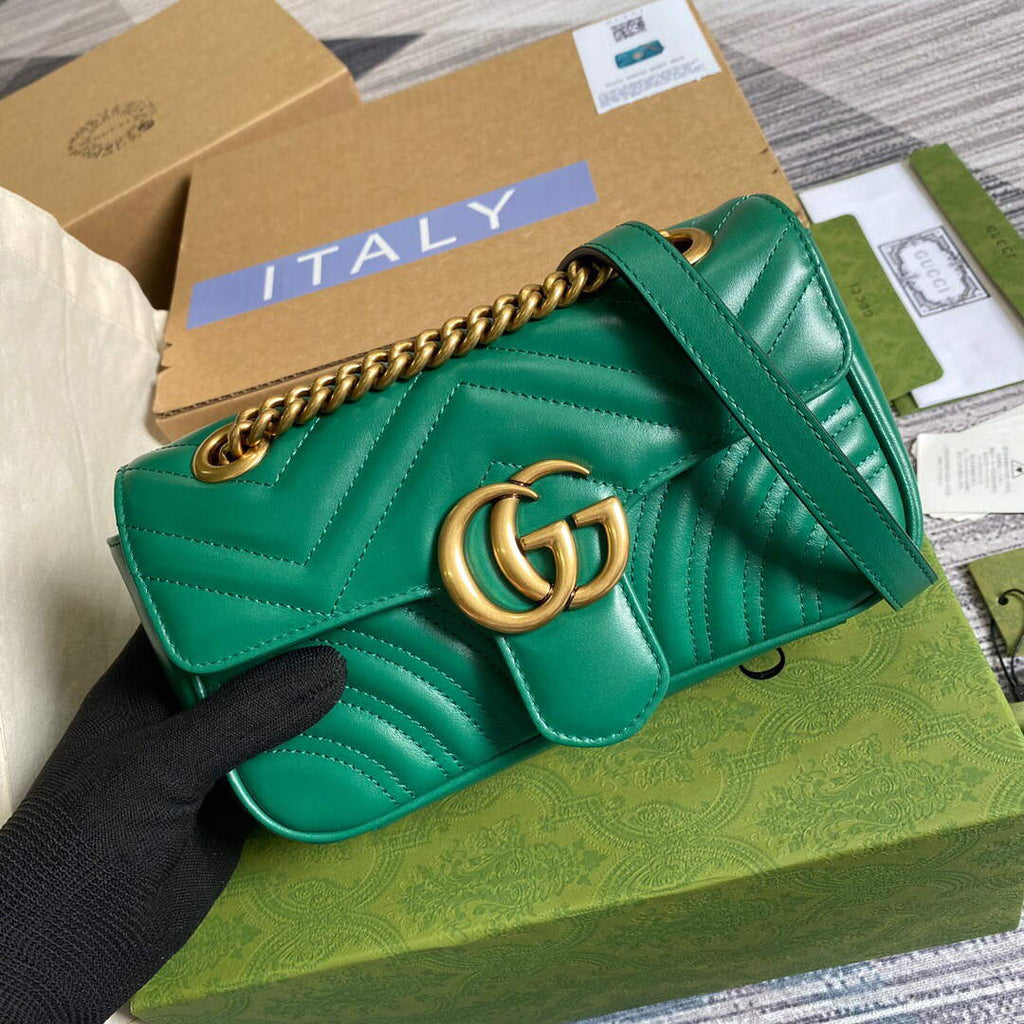 Gucci 446744 GG Marmont Matelass¨¦ Mini Bag Green