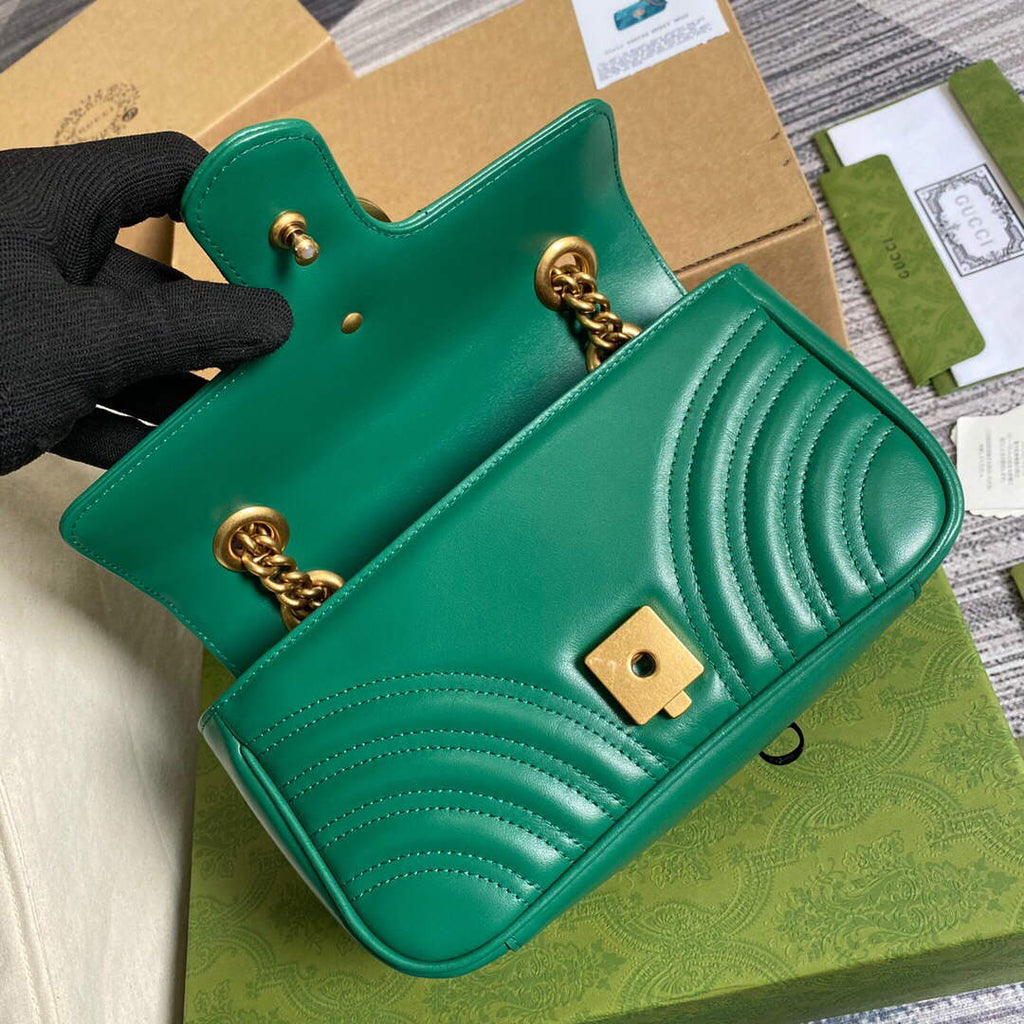 Gucci 446744 GG Marmont Matelass¨¦ Mini Bag Green