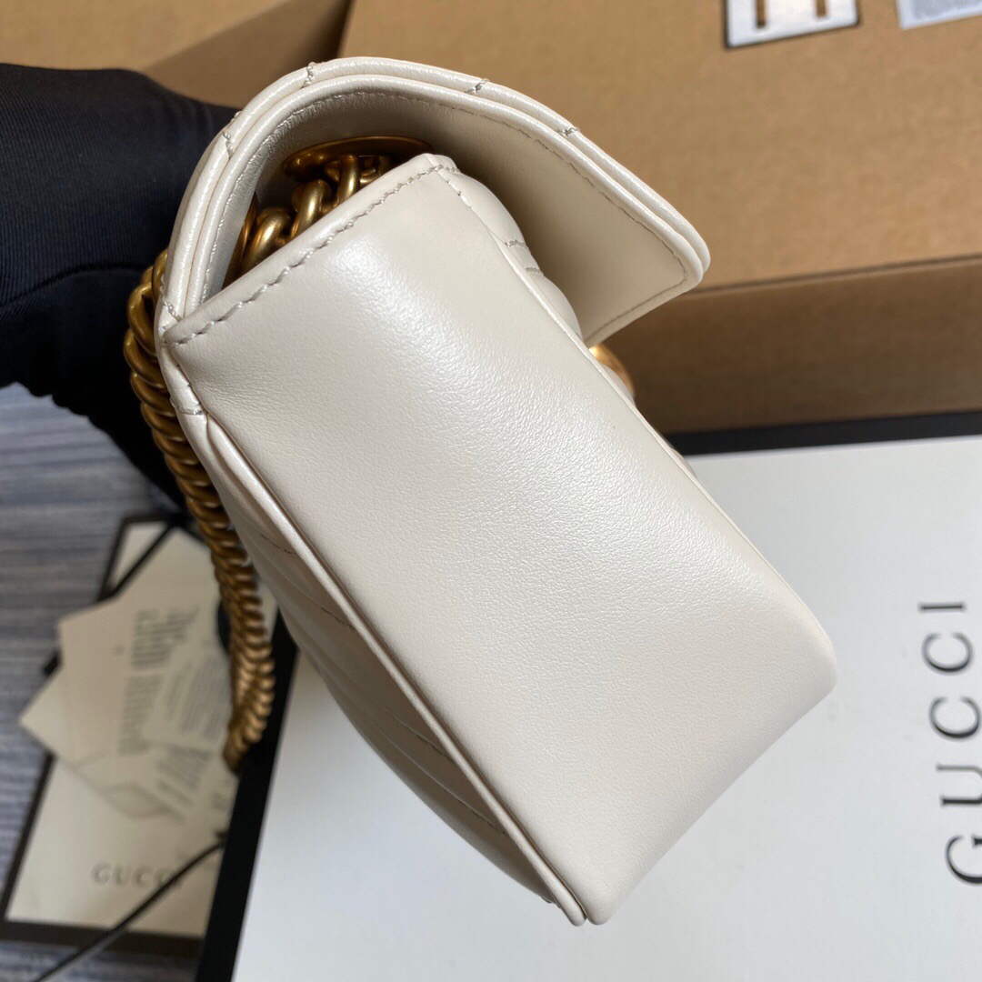 Gucci 446744 GG Marmont Matelass¨¦ Mini Bag White