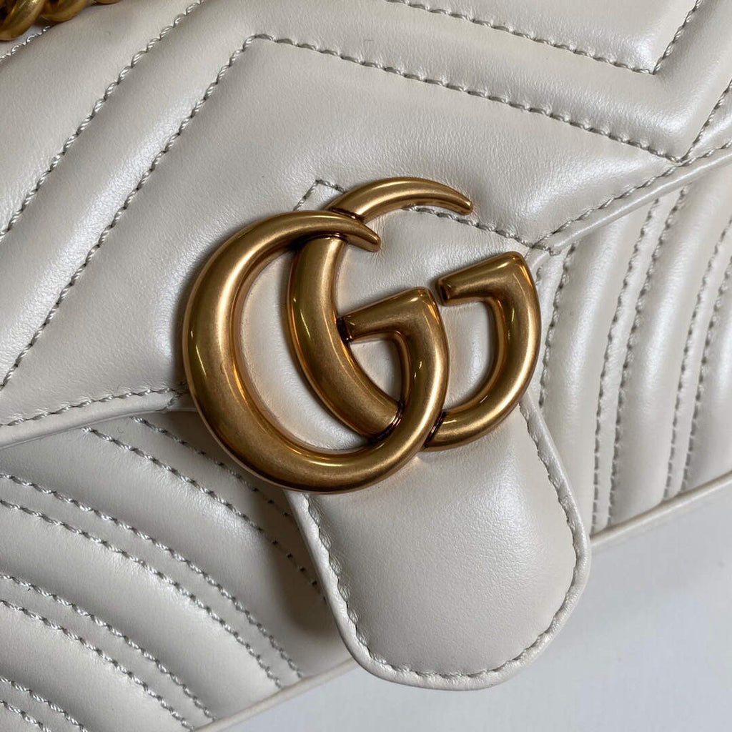 Gucci 446744 GG Marmont Matelass¨¦ Mini Bag White
