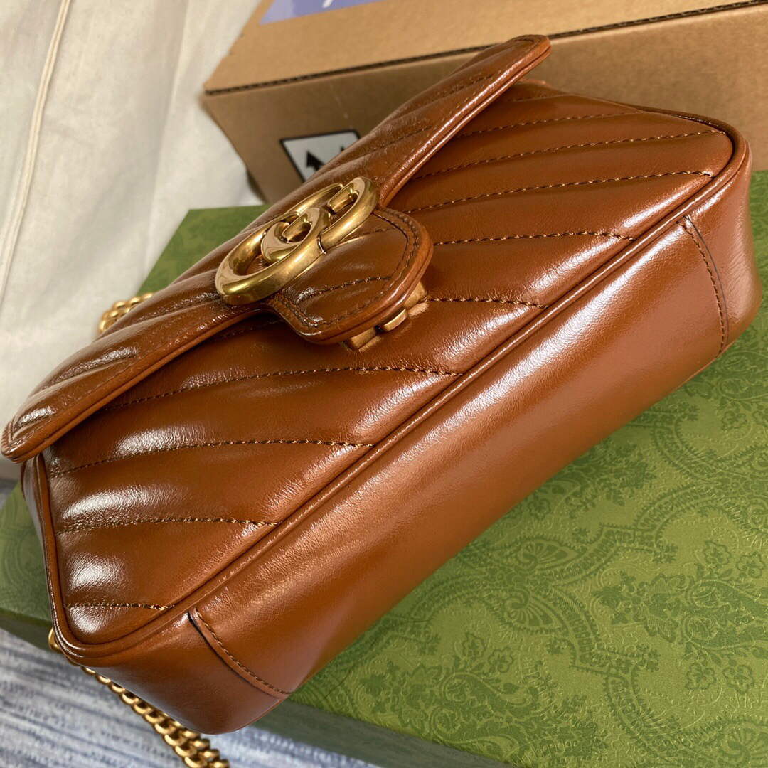 Gucci 446744 GG Marmont Mini Matelass¨¦ Shoulder Bag Brown