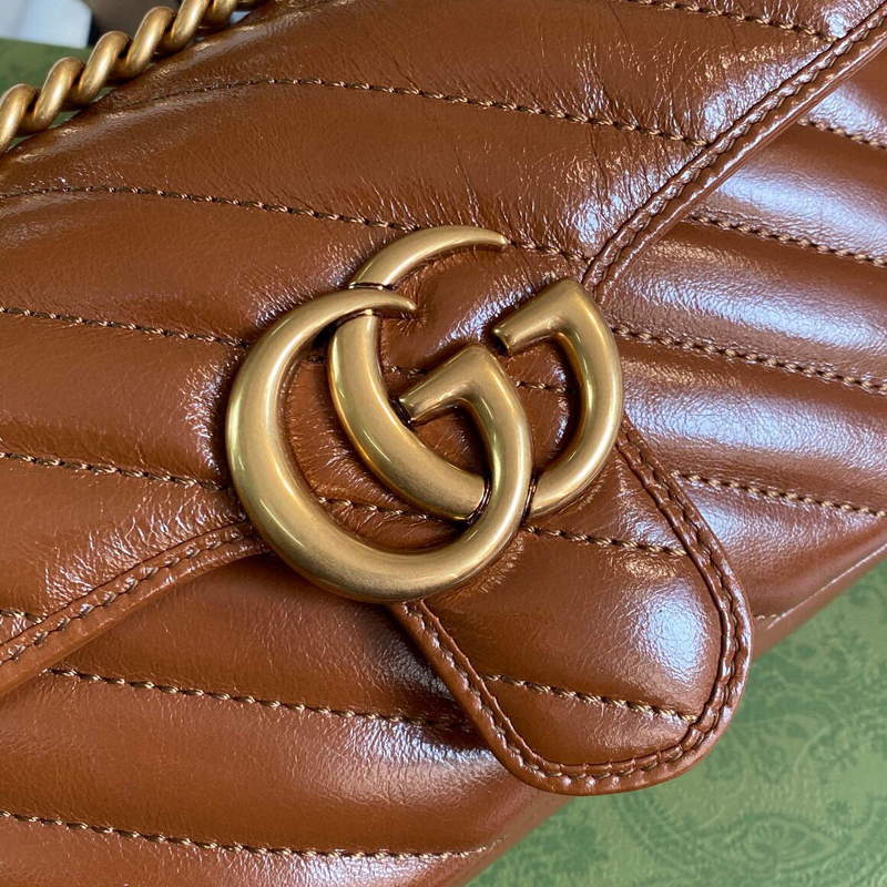 Gucci 446744 GG Marmont Mini Matelass¨¦ Shoulder Bag Brown