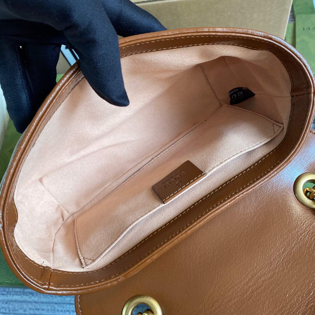 Gucci 446744 GG Marmont Mini Matelass¨¦ Shoulder Bag Brown
