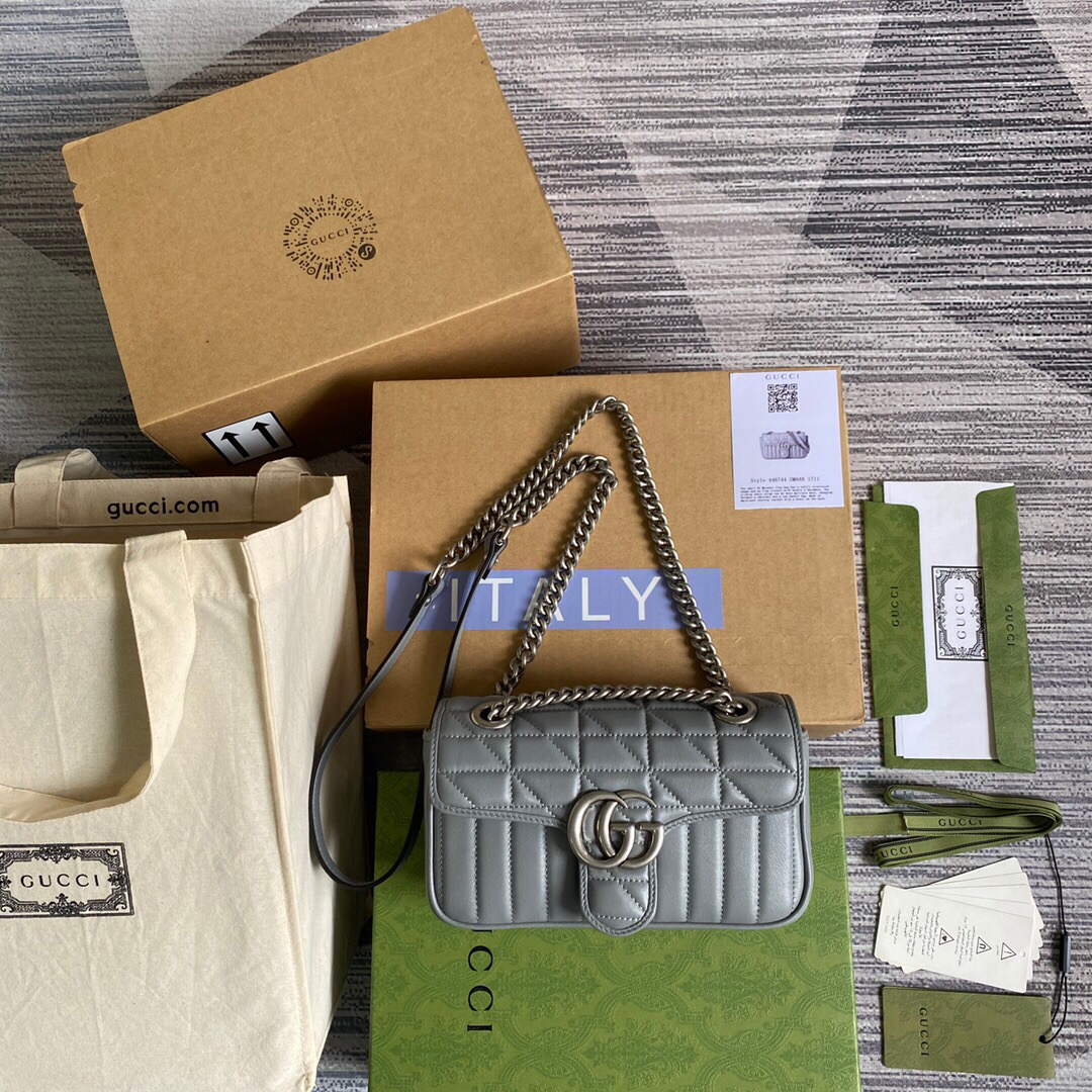Gucci 446744 GG Marmont Mini Shoulder Bag Grey - Default Title - View 2