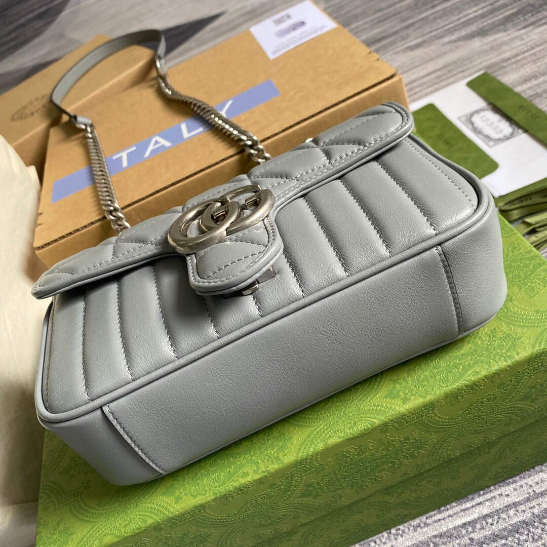 Gucci 446744 GG Marmont Mini Shoulder Bag Grey - Default Title - View 5