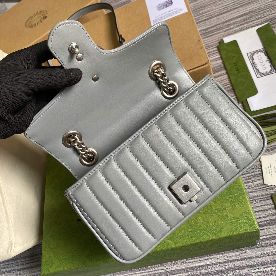 Gucci 446744 GG Marmont Mini Shoulder Bag Grey - Default Title - View 6