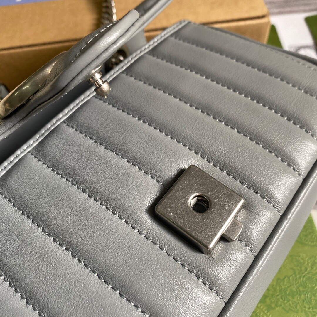 Gucci 446744 GG Marmont Mini Shoulder Bag Grey