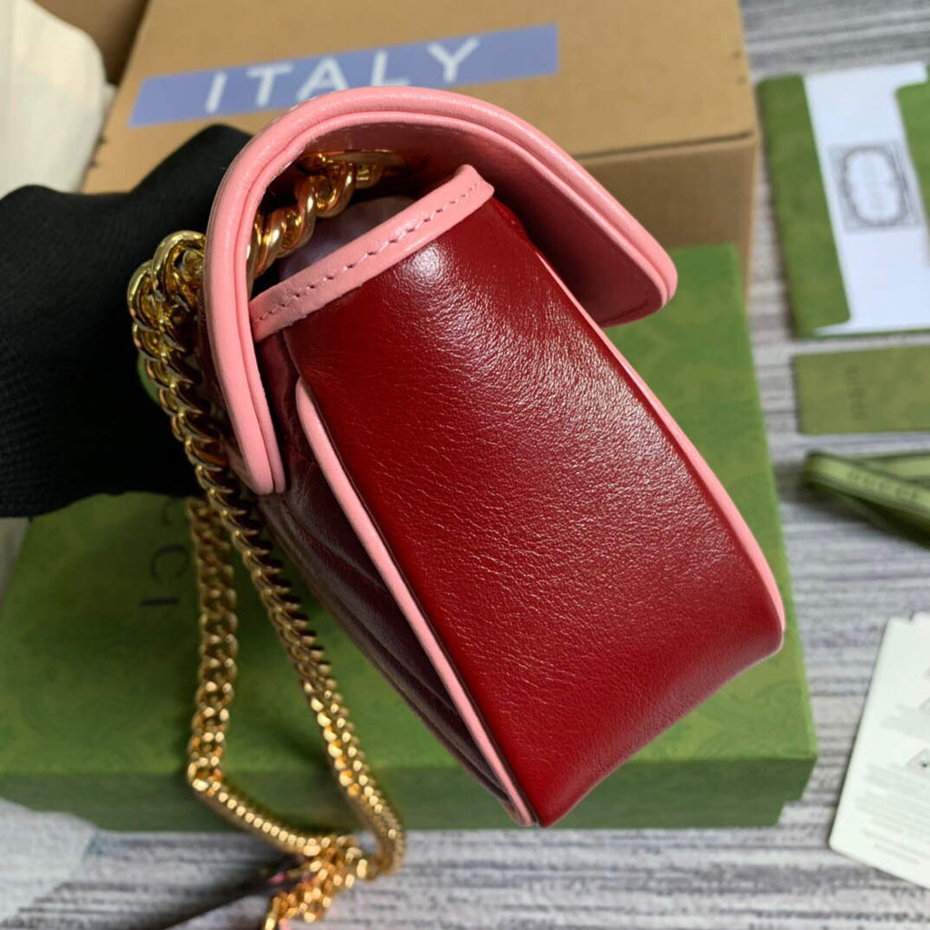 Gucci 446744 GG Marmont Mini Matelass¨¦ Shoulder Bag Dark Red