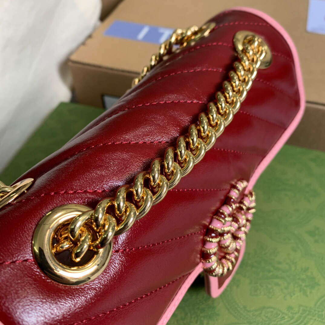 Gucci 446744 GG Marmont Mini Matelass¨¦ Shoulder Bag Dark Red