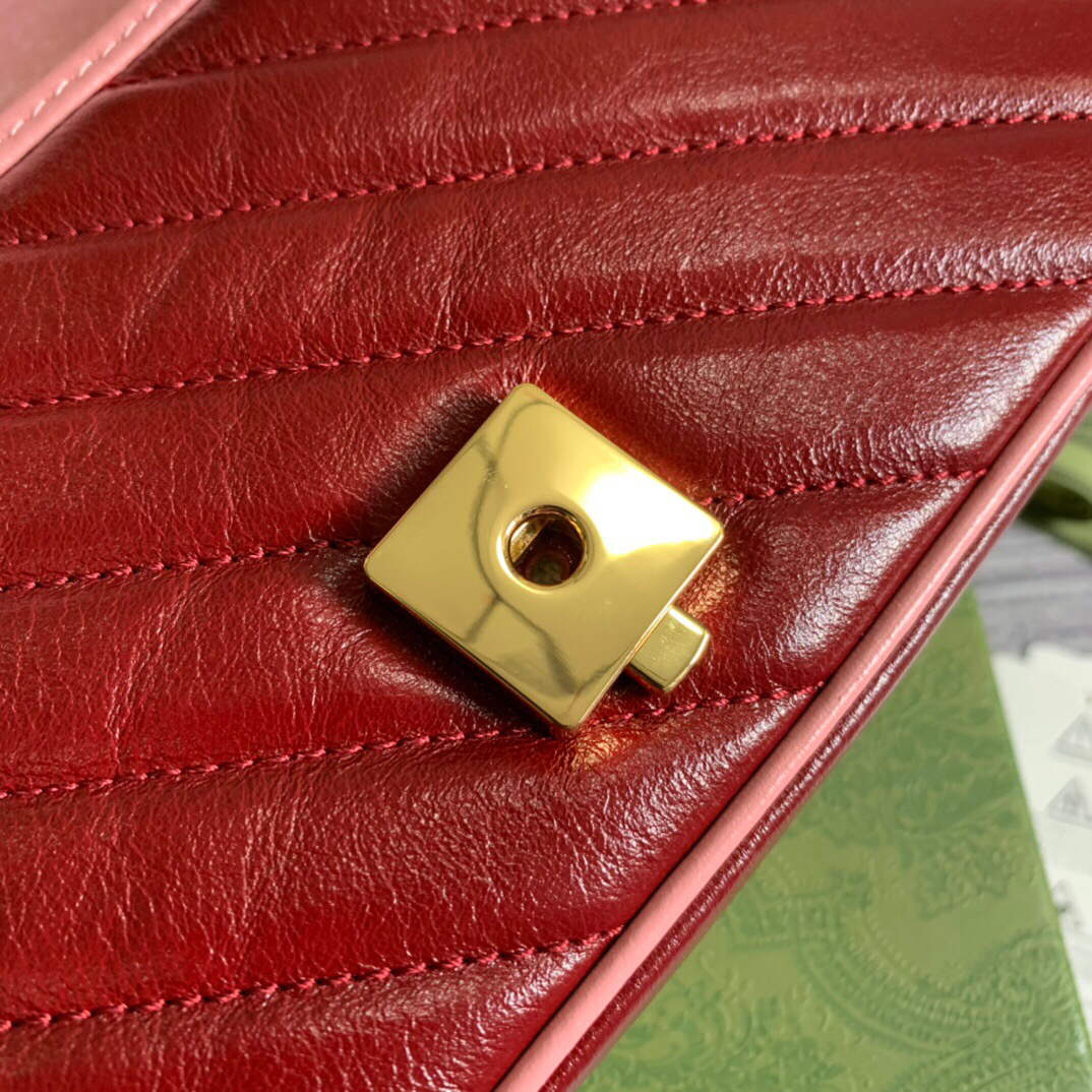 Gucci 446744 GG Marmont Mini Matelass¨¦ Shoulder Bag Dark Red