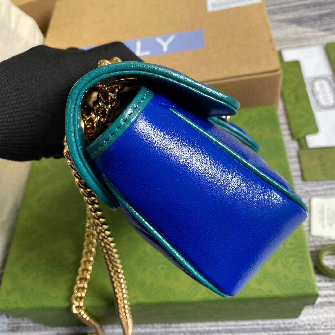Gucci 446744 GG Marmont Mini Matelass¨¦ Shoulder Bag Dark Blue