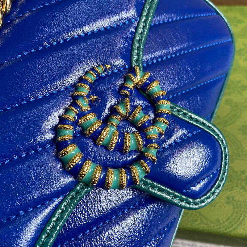Gucci 446744 GG Marmont Mini Matelass¨¦ Shoulder Bag Dark Blue