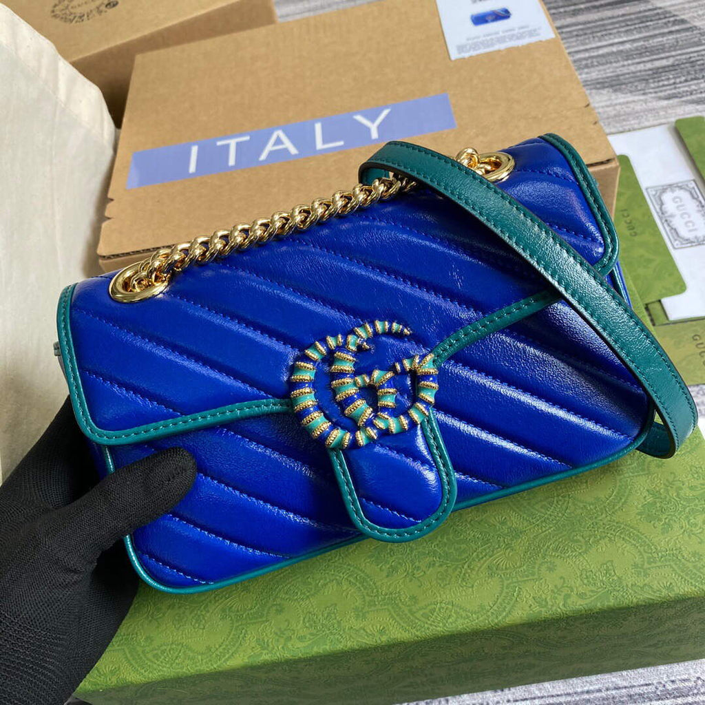 Gucci 446744 GG Marmont Mini Matelass¨¦ Shoulder Bag Dark Blue