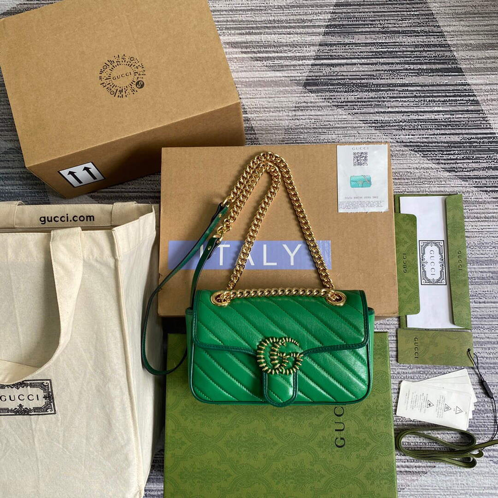 Gucci 446744 GG Marmont Mini Matelass¨¦ Shoulder Bag Green