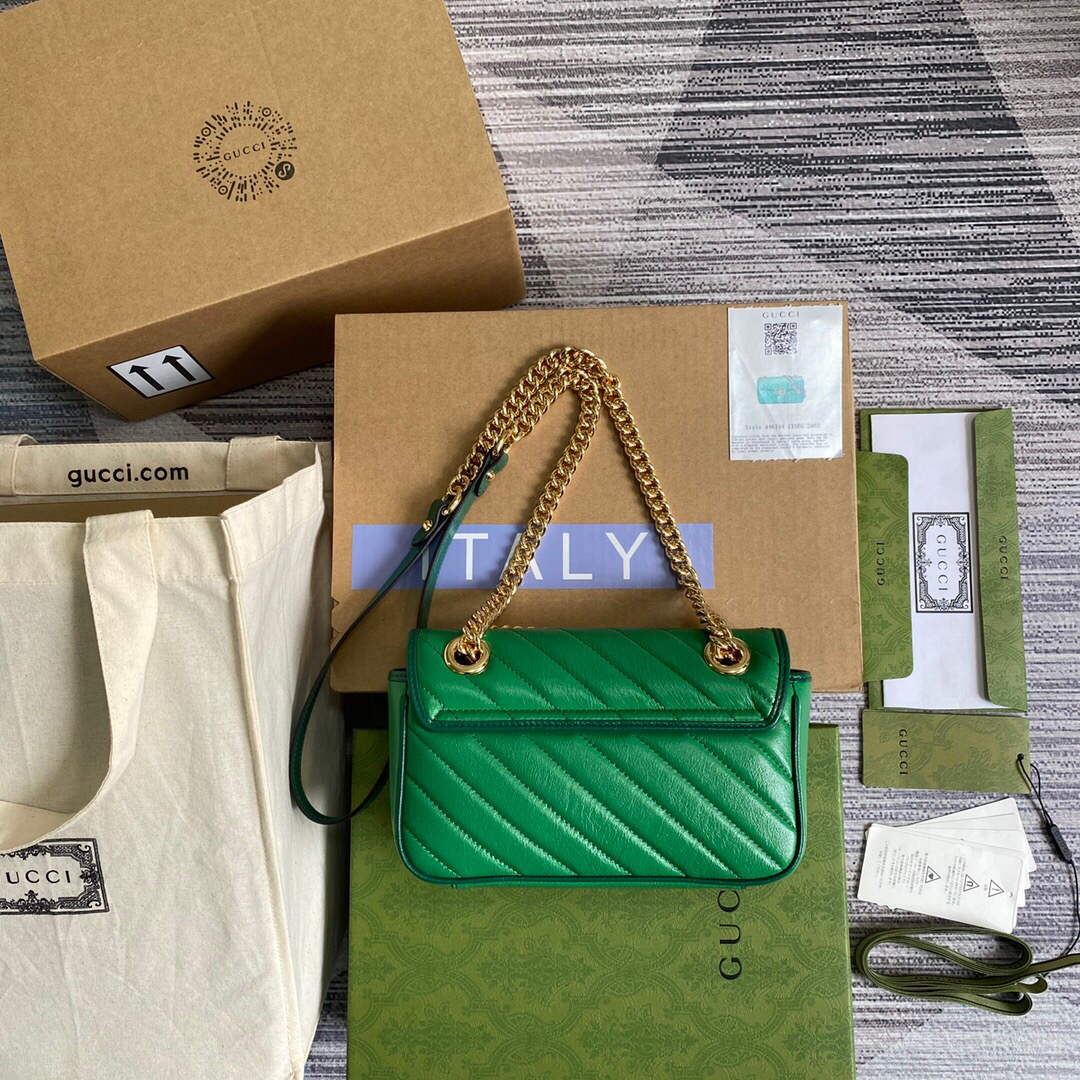 Gucci 446744 GG Marmont Mini Matelass¨¦ Shoulder Bag Green