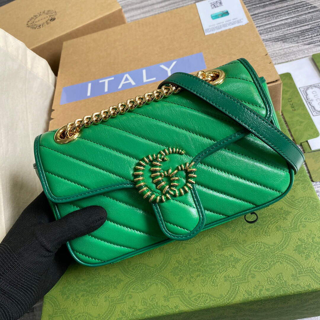 Gucci 446744 GG Marmont Mini Matelass¨¦ Shoulder Bag Green